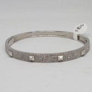 Real .925 Sterling Silver CZ Bangle